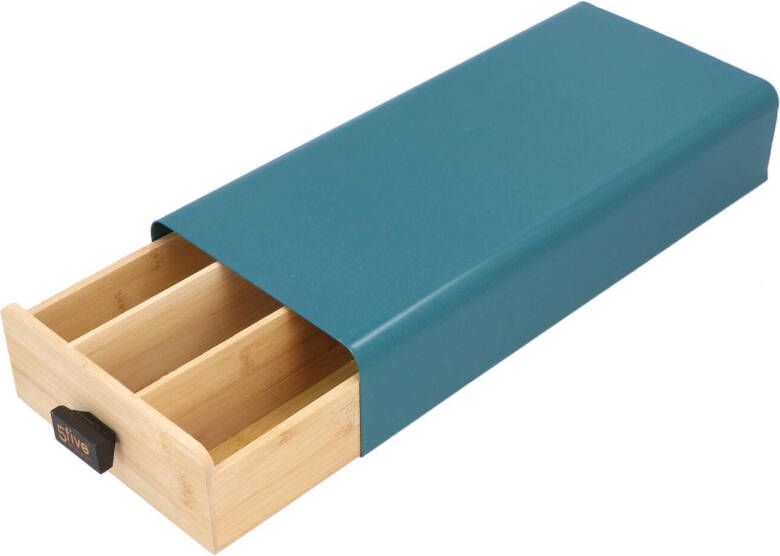 4Goodz Capsulehouder Nespresso Metaal/bamboe 30 Cups 38x18x7cm Blauw