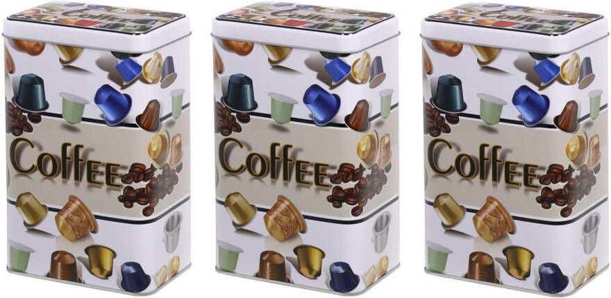 Merkloos 3x Stuks Koffie Voorraadbussen/bewaarblikken Metaal 19 Cm Voorraadblikken