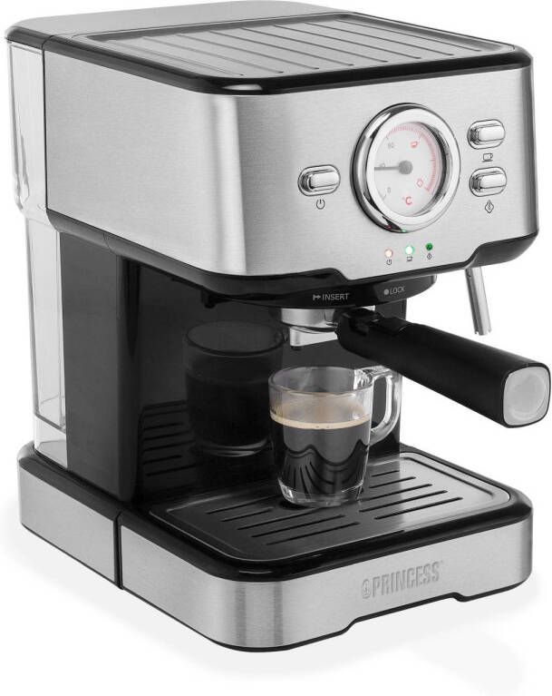 Princess 249412 Espressomachine Met Melkopschuimpijpjes Voor Cappucino En Latte Macchiato 2 Kopjes