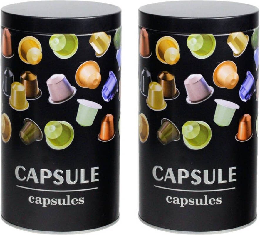 Shoppartners Set Van 2x Stuks Koffie Voorraadbussen/bewaarblikken Metaal 11 X 19 Cm Voorraadblikken