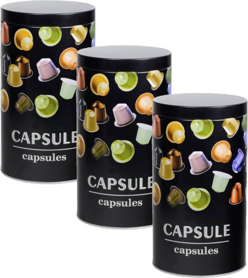 Shoppartners Set Van 3x Stuks Koffie Voorraadbussen/bewaarblikken Metaal 11 X 19 Cm Voorraadblikken