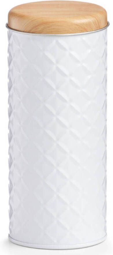 Zeller 1x Bewaar/voorraad Blikken Koffiepads Wit 18 X 7, 5 Cm 2, 4 Liter Voorraadblikken