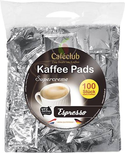 Cafeclub Supercreme Espresso Megabeutel Koffiepads 100 stuks